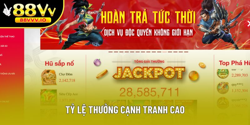 Tỷ lệ thưởng cạnh tranh cao